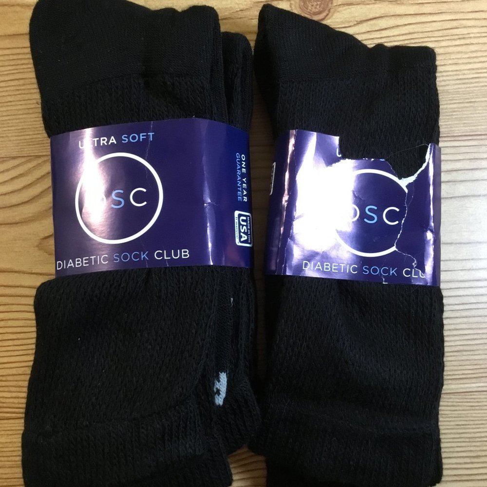 3 Pairs Black DSC Diabetic Club Socks.